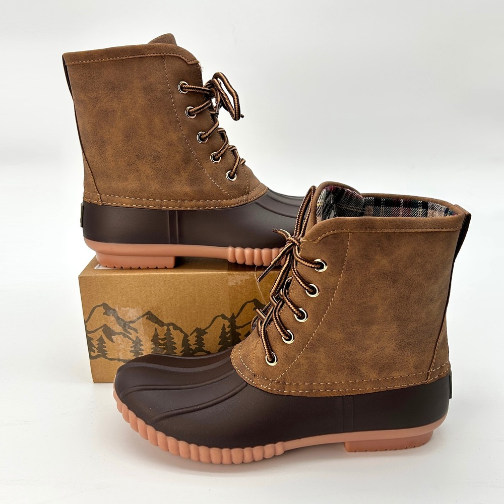 Womens Waterproof Boots Marleylilly Duck Boot Size 8 Brown Rain & Snow Boots NEW